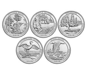 2018 d bu national parks quarters - 5 coin set denver mint uncirculated