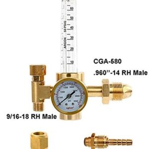8MILELAKE Argon CO2 Mig Tig Flow Meter Regulator Welding Flowmeter CGA580 Inlet Connection Gas Welder