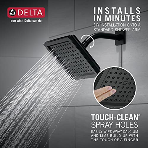 Delta Faucet Single-Spray Matte Black Shower Head, Shower Head Black Square Shower Head, Black Showerhead, Matte Black RP62283BL