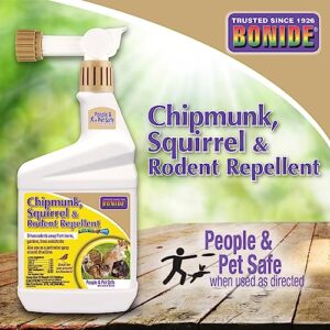 Bonide Chipmunk, Squirrel & Rodent Repellent, 32 oz Ready-to-Spray for Outdoor Use, Deter from Lawn & Garden