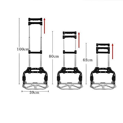 Folding Hand Truck 150 lb Capacity Aluminum Trolley Cart with 2 Ropes Folding Hand Cart Trolley