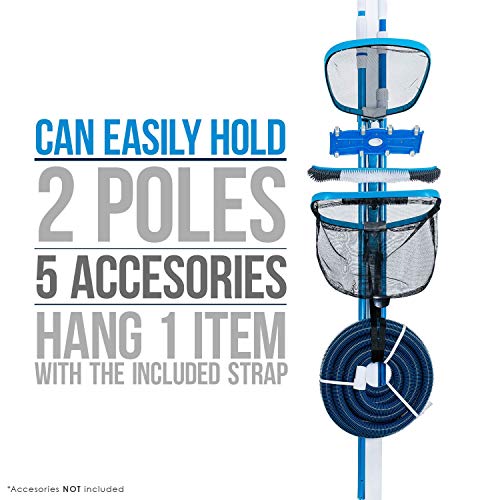 U.S. Pool Supply Pool Cleaning Accessory Organizer and Holder Rack - Store Poles, Brushes, Nets, Vacuums - Caddy Hanger for Swimming Pool Spa Attachment Accessories