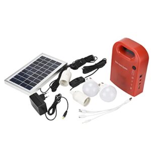 meetus portable home outdoor generation system small dc solar panels lighting charging generator power system, 2 pcs lighting bulb + 4 in 1 usb charging cable