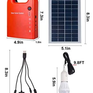 MeetUs Portable Home Outdoor Generation System Small DC Solar Panels Lighting Charging Generator Power System, 2 Pcs Lighting Bulb + 4 In 1 USB Charging Cable