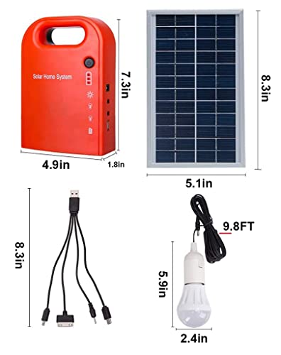 MeetUs Portable Home Outdoor Generation System Small DC Solar Panels Lighting Charging Generator Power System, 2 Pcs Lighting Bulb + 4 In 1 USB Charging Cable