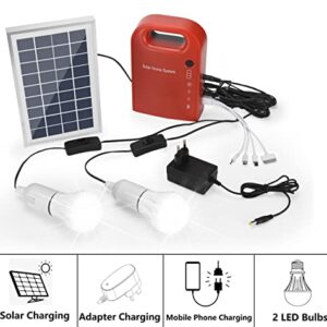 MeetUs Portable Home Outdoor Generation System Small DC Solar Panels Lighting Charging Generator Power System, 2 Pcs Lighting Bulb + 4 In 1 USB Charging Cable