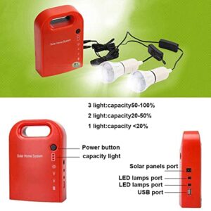 MeetUs Portable Home Outdoor Generation System Small DC Solar Panels Lighting Charging Generator Power System, 2 Pcs Lighting Bulb + 4 In 1 USB Charging Cable