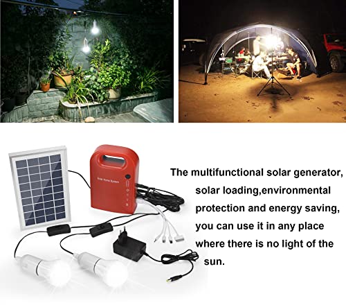 MeetUs Portable Home Outdoor Generation System Small DC Solar Panels Lighting Charging Generator Power System, 2 Pcs Lighting Bulb + 4 In 1 USB Charging Cable