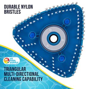 U.S. Pool Supply Flexible Triangular Pool Vacuum Head with Swivel Connection and Multi-Directional Fishtail EZ Clip Handle - Connects to Standard 1-1/2" & 1-1/4" Vacuum Hose & 1-1/4" Poles