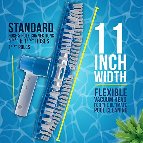 U.S. Pool Supply Flexible Triangular Pool Vacuum Head with Swivel Connection and Multi-Directional Fishtail EZ Clip Handle - Connects to Standard 1-1/2" & 1-1/4" Vacuum Hose & 1-1/4" Poles