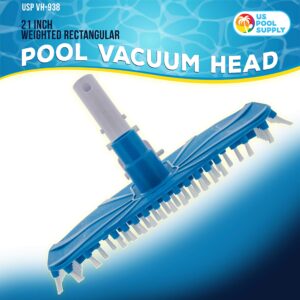 U.S. Pool Supply Flexible 12" Weighted Pool Vacuum Head with EZ Clip Handle - Connects to Standard 1-1/2" & 1-1/4" Vacuum Hose & 1-1/4" Poles