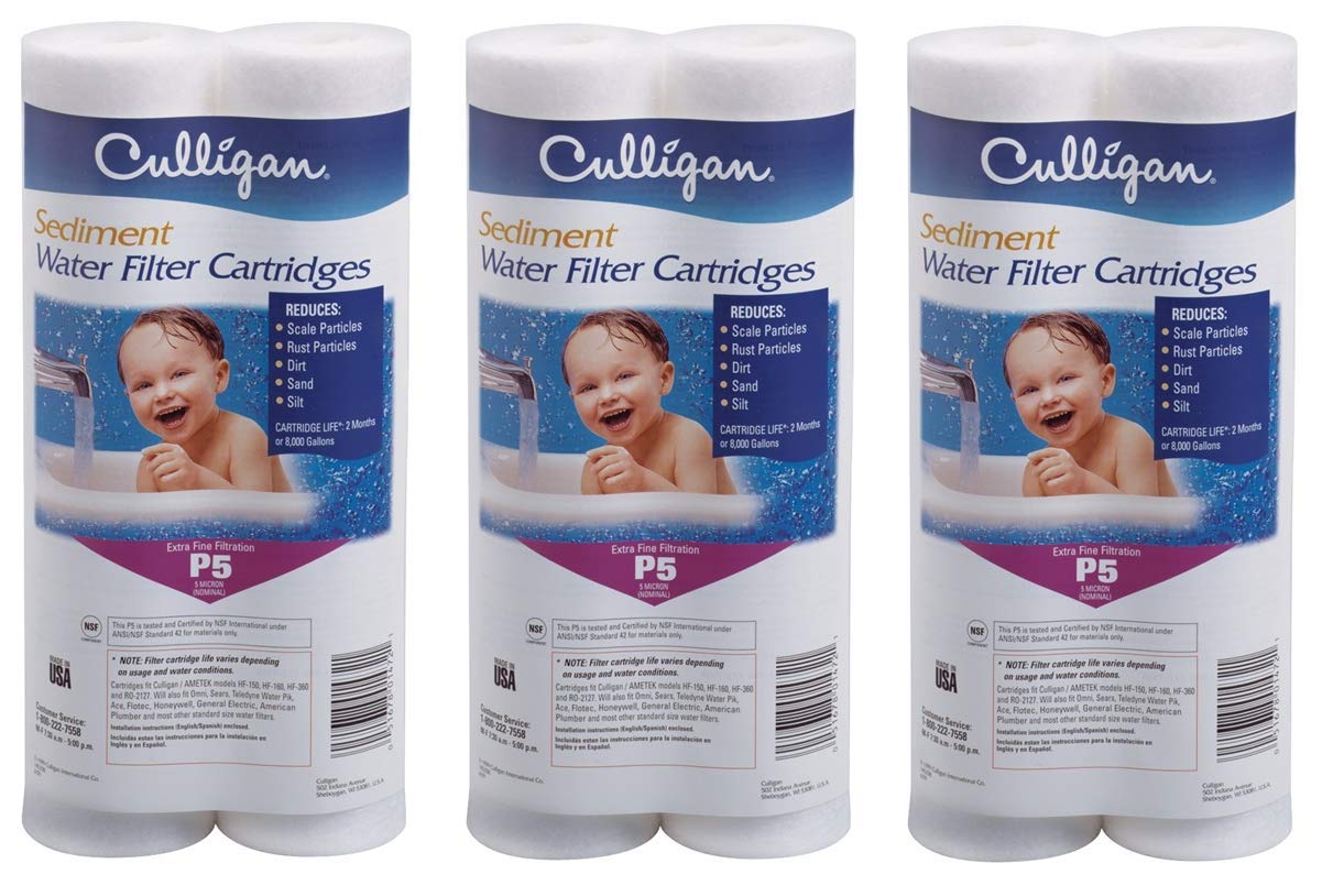 Culligan P5 Whole House Premium Water Filter, 8,000 Gallons, 3 Pack, Sold as 6 Filters