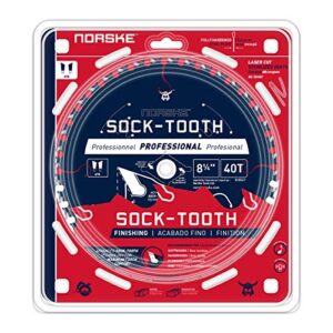 Norske Tools NCSBS417 8-1/4 inch 40T Socktooth Circular Finishing Saw Blade 5/8 inch Bore with Laser Cut Diamond Knockout