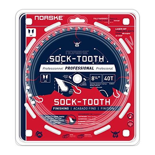 Norske Tools NCSBS417 8-1/4 inch 40T Socktooth Circular Finishing Saw Blade 5/8 inch Bore with Laser Cut Diamond Knockout