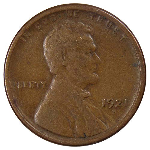 1921 S Lincoln Wheat Cent F Fine Bronze Penny 1c Coin Collectible