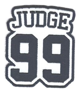 aaron judge #99 patch - jersey number baseball sew or iron-on embroidered patch 2 1/2 x 2 3/4"