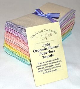 gina's soft cloth shop 11x12 1 ply certified organic cotton flannel set of 10 paperless towels pastel edges