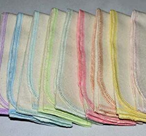 Gina's Soft Cloth Shop 11x12 1 Ply Certified Organic Cotton Flannel Set of 10 Paperless Towels Pastel Edges