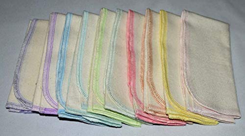 Gina's Soft Cloth Shop 11x12 1 Ply Certified Organic Cotton Flannel Set of 10 Paperless Towels Pastel Edges