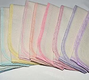 Gina's Soft Cloth Shop 11x12 1 Ply Certified Organic Cotton Flannel Set of 10 Paperless Towels Pastel Edges