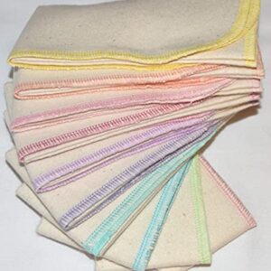 Gina's Soft Cloth Shop 11x12 1 Ply Certified Organic Cotton Flannel Set of 10 Paperless Towels Pastel Edges