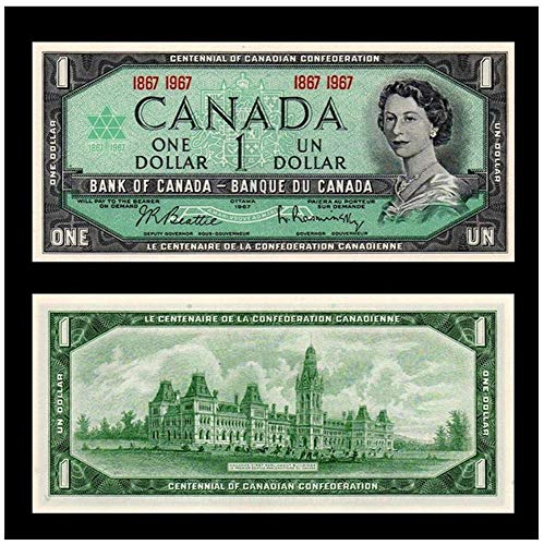 1967 CA SUPERB GEM 1967 CANADA CENTENNIAL $1 BILL w YOUNG QUEEN, OLD PARLIAMENT BLDG (BILINGUAL!) $1 Gem Crisp Unicrculated in New Mylar Holder
