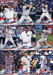 new york yankees 2018 topps complete mint hand collated 32 card team set with 4 different aaron judge cards plus a rookie card of miguel andujar plus gary sanchez and others