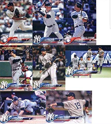 New York Yankees 2018 Topps Complete Mint Hand Collated 32 Card Team Set with 4 Different Aaron Judge Cards plus a Rookie Card of Miguel Andujar plus Gary Sanchez and Others