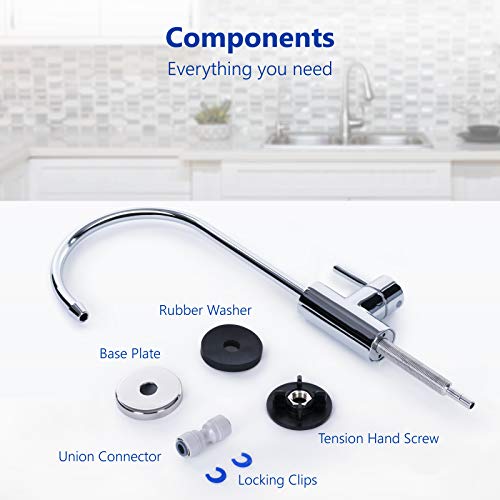 Express Water Modern Chrome Water Filter Faucet – Drinking Water Faucet – Reverse Osmosis Filtration System and Kitchen Sink Beverage Faucet – Simple 3-Piece Easy Install Faucet
