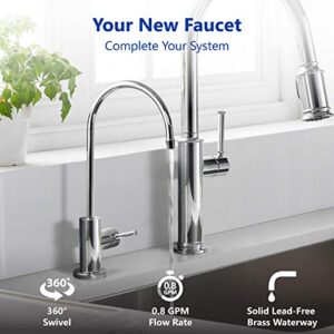 Express Water Modern Chrome Water Filter Faucet – Drinking Water Faucet – Reverse Osmosis Filtration System and Kitchen Sink Beverage Faucet – Simple 3-Piece Easy Install Faucet