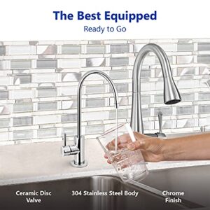 Express Water Modern Chrome Water Filter Faucet – Drinking Water Faucet – Reverse Osmosis Filtration System and Kitchen Sink Beverage Faucet – Simple 3-Piece Easy Install Faucet