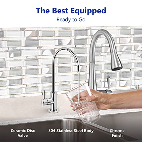 Express Water Modern Chrome Water Filter Faucet – Drinking Water Faucet – Reverse Osmosis Filtration System and Kitchen Sink Beverage Faucet – Simple 3-Piece Easy Install Faucet