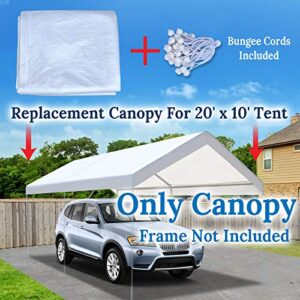 BenefitUSA 10'x20' Carport Replacement Canopy Garage Top Tarp Shelter Cover, Canopy ONLY (w/Edge)