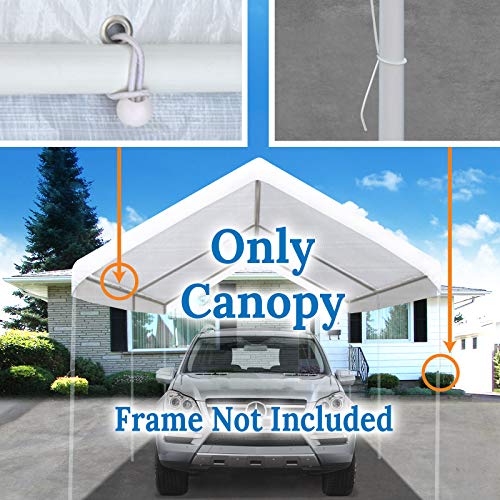 BenefitUSA 10'x20' Carport Replacement Canopy Garage Top Tarp Shelter Cover, Canopy ONLY (w/Edge)