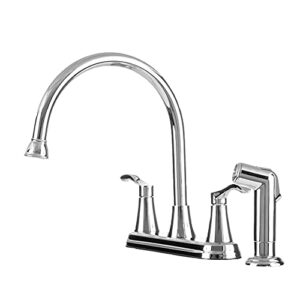 ez-flo 10717 two-handle high-rise kitchen faucet with matching side spray, chrome
