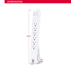 CyberPower CSP606U42A Professional Surge Protector, 900J/125V, 6 Outlets, 2 USB Charge Ports, 6ft Power Cord, White