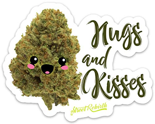 Nugs And Kisses Sticker - 4 Inch WaterProof Vinyl - 420 Sticker, Weed Decal, Vinyl Stickers, Laptop Decal, Cute Sticker, Small Gift Idea, Water Bottle, Car Skateboard Stickers, Funny Pun Sticker