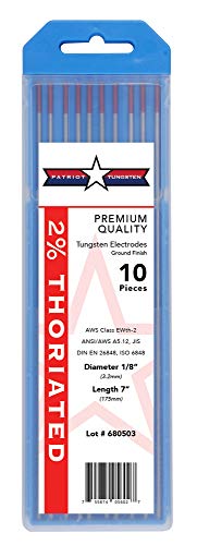 2% Thoriated TIG Welding Tungsten Electrodes 1/8”x7” 10-Pack