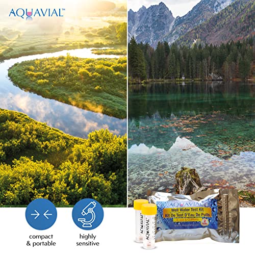 AquaVial Well Water Testing Kit 2 Pack | E Coli and Coliform Water Test Kit | Water Testing Kits for Drinking Water Pool Pond Lake Well | Water Bacteria Test Kit | Home Water Testing Kit Easy to Use