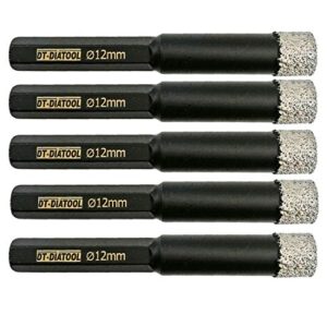 dt-diatool dry diamond drill bits 5pcs 12 mm with hex shank for porcelain tile ceramic