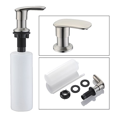 WENKEN Soap Dispenser, Stainless Steel Kitchen Sink Soap Dispenser Built in Hand Soap Dispenser Pump Large Capacity 17 OZ Bottle Zinc Alloy Nozzle Brushed Nickel