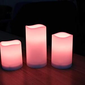 WRalwaysLX Flameless Candles with Timer, Colour Changing LED Candles with Remote Control,Battery Candles Outdoor and Indoor Home Decor, Set of 3, 2.5" D X H3/4/5 by 3AAA Batteries(not Included)