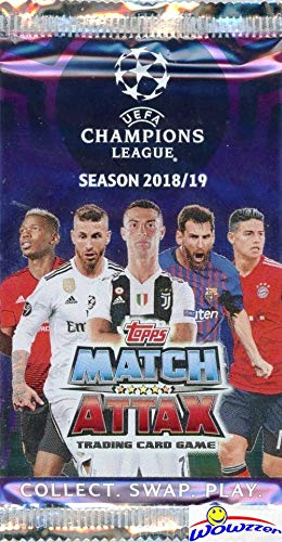 2018/2019 Topps Match Attax Champions League Soccer Collection of (10) Factory Sealed Foil Packs with 60 Cards! Look for Top Stars including Ronaldo, Lionel Messi, Neymar, Harry Kane & More! WOWZZER!