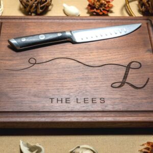 Personalized Cutting Boards, Custom Wedding, Anniversary or Housewarming Gift Idea, Wood Engraved Charcuterie Board for Couples, Monogram Initial Design 055