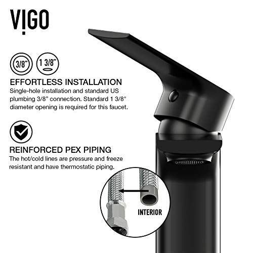 VIGO Norfolk 10.75 inch H Single Hole Single Handle Bathroom Faucet in Matte Black - Vessel Sink Faucet VG03027MB