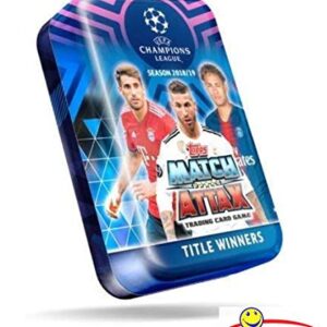 2018/2019 Topps Match Attax Champions League Soccer EXCLUSIVE Collectors MEGA TIN with 60 Cards Including Limited Edition Card & 15 Subset Cards! Look for Ronaldo, Messi, Neymar, Bale & More! WOWZZER!