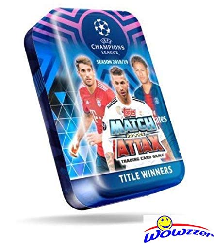 2018/2019 Topps Match Attax Champions League Soccer EXCLUSIVE Collectors MEGA TIN with 60 Cards Including Limited Edition Card & 15 Subset Cards! Look for Ronaldo, Messi, Neymar, Bale & More! WOWZZER!