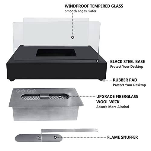 Skypatio Upgrade Portable Table Top Fire Pit, Smores Maker Tabletop Fireplace with Flame Snuffer for Patio or Indoor