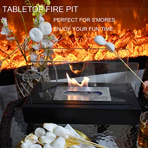 Skypatio Upgrade Portable Table Top Fire Pit, Smores Maker Tabletop Fireplace with Flame Snuffer for Patio or Indoor