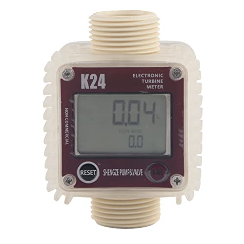 Fuel Flow Meter K24 Turbine Digital Fuel Flowmeter with LCD Display for Chemicals Liquid Water Red